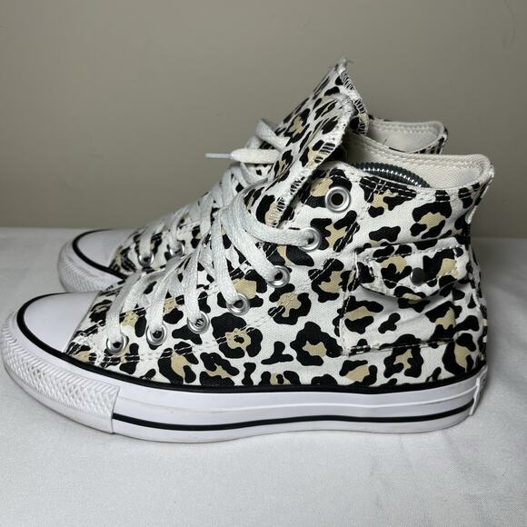Converse Chuck Taylor All Star High Leopard Sneakers Pocket 167086C W6 Rare - Picture 4 of 12
